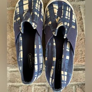 Coach navy and white checkered slip on shoes size 7 1/2